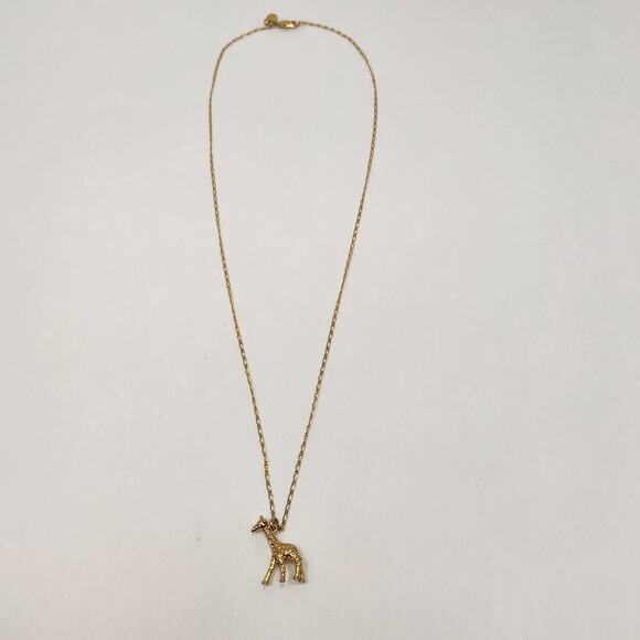 J Crew Giraffe Pendant 26 inch Chain Necklace Gold Tone Animal Fashion Jewelry - Picture 3 of 5